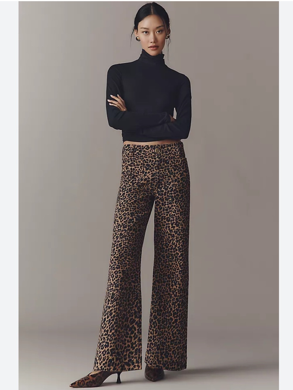 Maeve The Colette Leopard-Print High-Rise Wide-Leg Jeans - Size 25 - BNWT